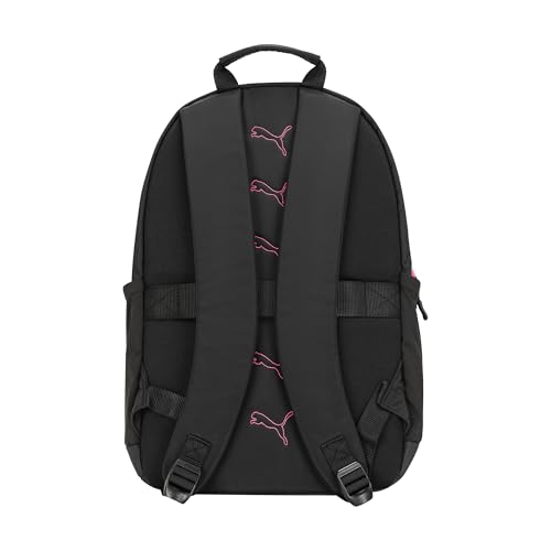 Image of PUMA Women's Juniper Backpack with Luggage Strap, Laptop Sleeve & Padded Adjustable Straps, Black /Sunstruck Pink, One Size