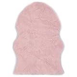 Qnhdfrt Rosa Kunstfell-Teppich 60x90 cm, 80% Acryl/20% Polyester, rutschfeste Rückseite, pflegeleicht für Wohn-/Schlafzimmer, Flur