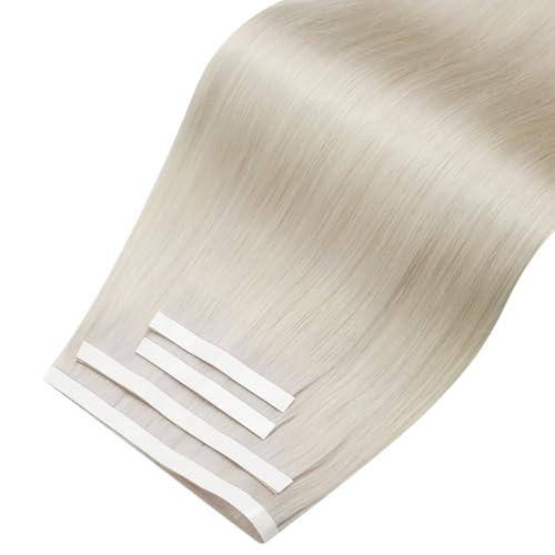 Image of LaaVoo Tape in Weft Hair Extensions Platinum Blonde Genius Tape Hair Extension Human hair Tape on Blonde Seamless Hair 16 inch 90g 4PCS