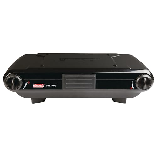 Coleman Tabletop 2-in-1 Camping Grill/Stove, 2-Burner Propane Grill & Stove with Adjustable Burners & 20,000 BTUs of Power, Great for Camping, Tailgating, Grilling