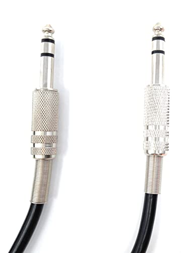 DRUT 3m 6.35mm Male to 6.35mm Male Stereo Audio Cable 1/4" TRS Connectors For Professional Music Instruments & Home Audio 10ft Black Nickel Connectors - Image 2