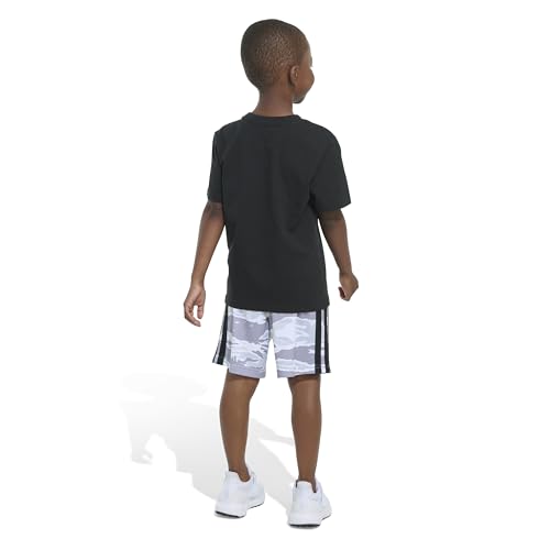 Image of adidas Boys' Short Sleeve Cotton Tee Shirt and Aop Camo Short Set