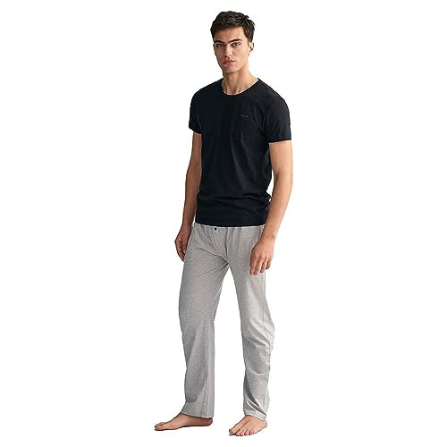 T-shirt à col C GANT noir blanc pack de 2 hauts en coton pour homme stretch