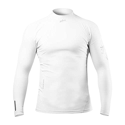 Zhik Mens Eco Long Sleeve Spandex Top - White - Easy Stretch Lightweight - Feel The Freedom in The Eco Flex Spandex - Size - M