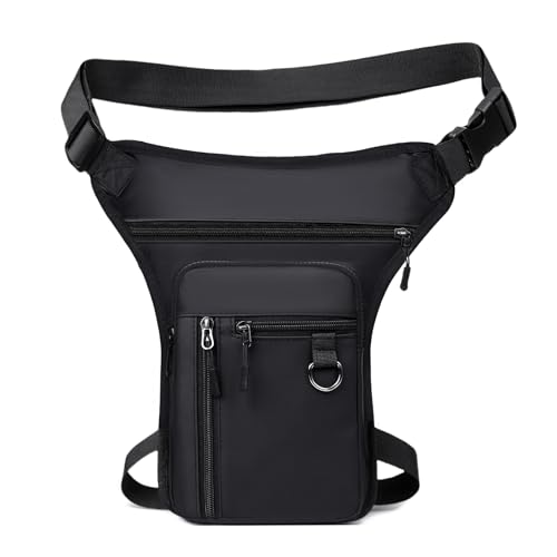 flintronic Beintasche Motorrad für Herren Damen, wasserdichte Multitaschen Beintasche mit Verstellbarem Taillen und Oberschenkelgurt für Wandern, Camping, Motorrad, Fahrrad, Angeln (Schwarz)