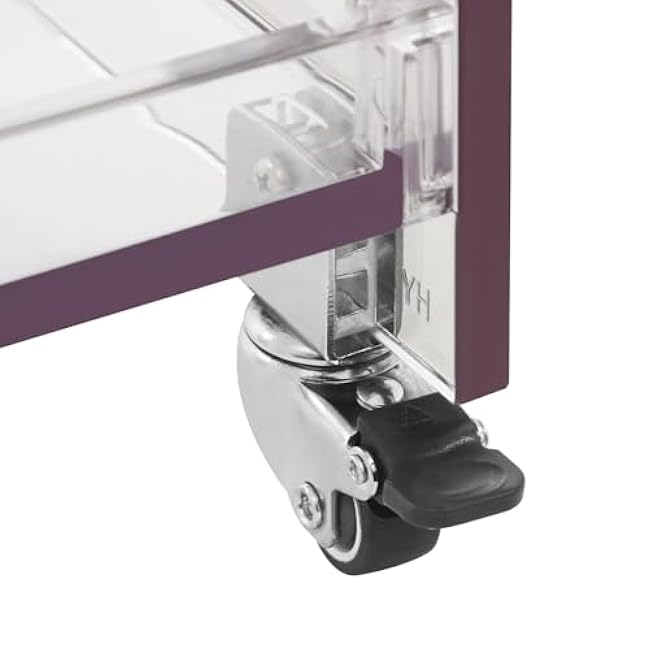 3-Tier Clear PC Rolling Cart with Lockable Wheels - 66 Lbs Capacity, Compact Kitchen & Bar Utility Cart, 28x11.8x28.7 Inches-gTYdBJIX