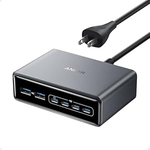 Anker Prime Charging Station, 200W 6-Port GaN Desktop Charger, Fast Charging USB C Charger for Multiple Devices, Compatible with iPhone, Galaxy, MacBook, Dell ane More