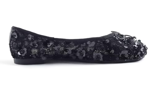 Image of FEVERSOLE Round Toe Lace Ballet Crochet Flats Women's Comfy Breathable Shoes
