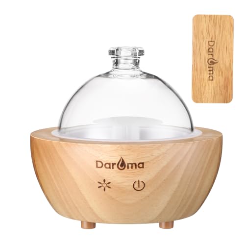 Daroma - Difusor de aceites esenciales de cristal, 200 ml, base de madera real, ventilación de actualización, aroma ultrasónico, aromaterapia, nebulizador, humidificador de habitación, hogar y oficina