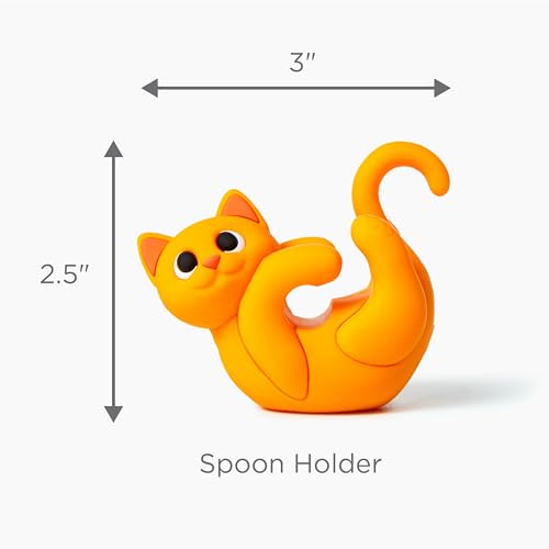 Cat Funny Spoon Rest Silicone Utensil Rest - Pot Spoon Holder for Pot - Food Grade Silicone Utensil Holder Kitchen Gadget - Fun, Cute & Silly Orange Cat Design - Super Fun!