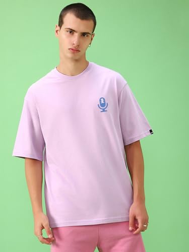 Image of Bewakoof Men's Letter Print Oversized Fit T-Shirt