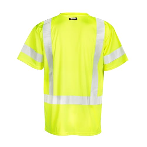Kishigo Unisex High Visibility Reflective Short Sleeve Class 3 T-Shirt 9118, Polyester, ANSI 107 Type R / Class 3, Construction, Roadwork, Traffic, Landscaping, Railroad, Utility (Lime, 4X) - Thumbnail 2