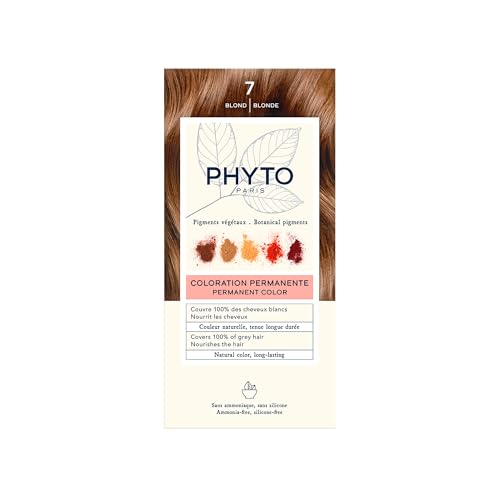 Phyto Paris - Coloration Cheveux Permanente 7 Blond - Couleur Cheveux Blond Intense, Naturelle et Lumineuse - Coloration Sans Ammoniaque Enrichie en Pigments...