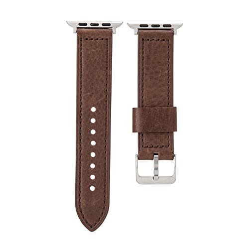 Buckle & Band Lond Luxury compatible Apple Watch Strap, Brown Leather Handcrafted designer strap with Silver Buckle for 42mm - Image 3