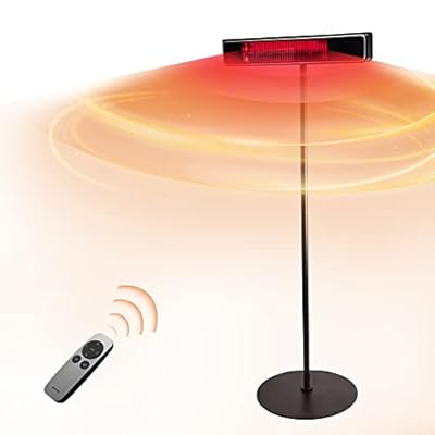 EAST OAK Patio Heater Electric, 1500W Standing Outdoor Heaters for Patio with Nanocrystal Glass-ceramic, Fast Heat Waterproof & Dustproof, Tip-over & Overheat Protection, 3 Heat Settings & 24h Timer