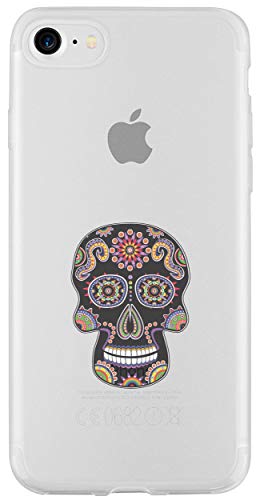 Claus GmbH mumbi Mobile Phone Case Compatible with iPhone SE 2 2020/7 / 8 with Calavera Motif Black/Colourful/Transparent - Image 3