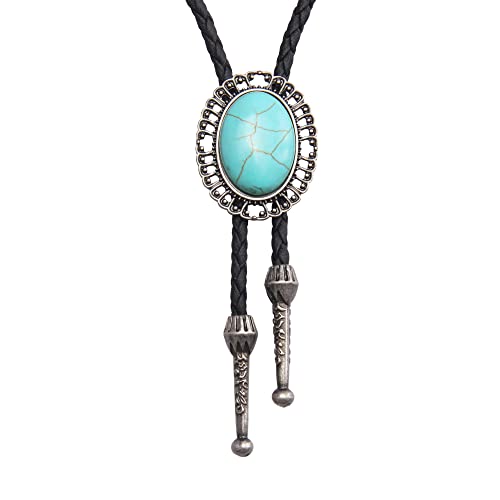 Image of GelConnie Native American Bolo Tie Rodeo Cowboy Leather Necktie Western Necklace Costume Accessories for Men,Women