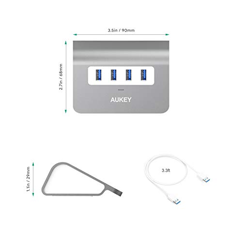image for AUKEY USB Hub 3.0 Portable Aluminum 4 Port USB 3.0 Data Hub with 1.6ft