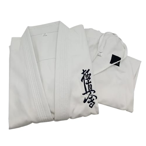 Tela de algodón for uniforme de Karate, kimono Gi for niños y adultos con cinturón blanco para Entrenamiento(110cm)