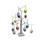 Feizikaw Miniatur Figuren Leuchtender Osterbaumschmuck in Eierform sorgt für Festliche Stimmung, schafft EIN gemütliches Zuhause und frischt Ihre Weihnachtsdekoration auf (White, 60cm)