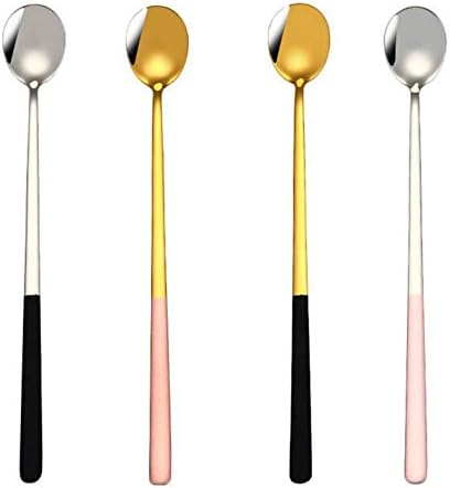 Miniatura 7 de MBBITL - Juego de 6 cucharas de café para hielo (9.0in), color dorado rosa