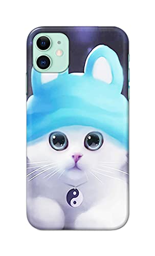 Image of Chinese Cutie Kitten Cat Big Eyes Lovely Girl Ears Hard Back Case Cover for Apple iPhone 11 (6.1 inch), A2221, A2111 Back Cover -(J5) VNS2221