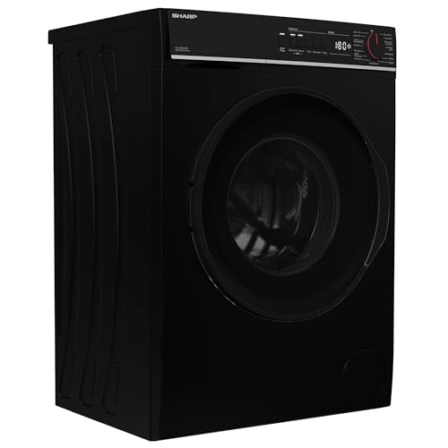 SHARP ES-PRO612BA-DE Waschmaschine Frontlader, 6 kg, 1200 U/min, AquaStop, Dampftechnologie, AllergySmart, LED-Display, Schwarz