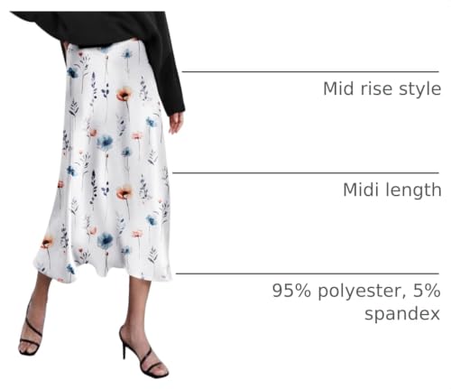 Image of Zeagoo Skirts for Women High Waist Skirt Elegant Midi Skirt Satin