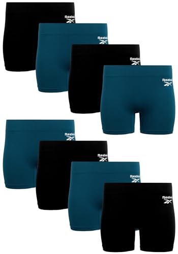 Reebok Womens Boyshorts Underwear - 8 Pack Stretch Performance Seamless Underwear Boyshorts Panties for Women (Size: S-XL)