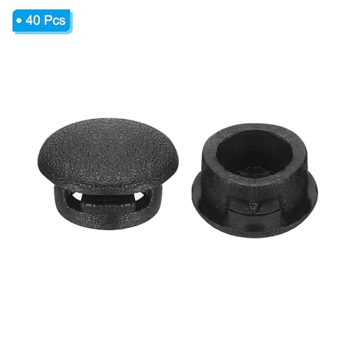 Image of PATIKIL 3 /8 inch Plastic Tubing End Caps, 40Pcs Round Hole Plug Insert for Round Iron Pipe Chair Leg Table Bookshelves Patio Furniture, Black