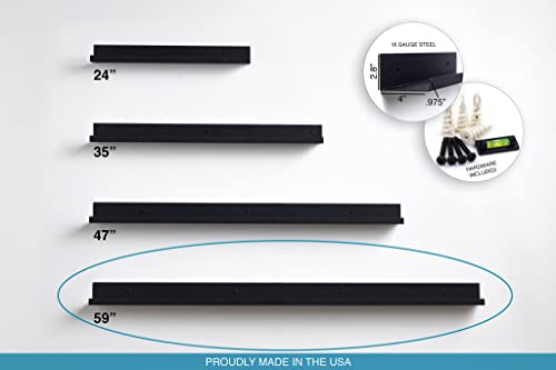 Infinite Design Floating Metal Wall Shelf – Minimalist Premium Floating Shelves Made In Usa | Easily Mounted, Perfect Floating Shelf For Your Living Room, Kitchen, Bathroom Or Bedroom | Black, 60 Inch #TOP6
