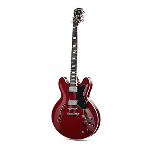Donner Semi-Hollow Electric Guitar, DJP-1000 Jazz Guitar with H-H Pickups & Coil-splitting Function, 335 Electric Guitar Bonus Bag, Cable, Strap