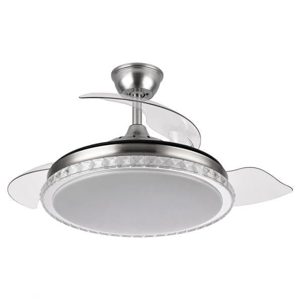 Brightium Ventilador 72W 6120lm Niquel 3 aspas 108° 3000-4000-6000K con control remoto, memoria y temporizador para mejorar la circulación de aire.