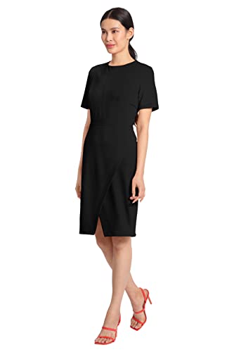 Maggy London Women's Sophisticated Crew Neck Sheath with Overlap Notch Hem Detail Career Workwear Desk to Dinner2