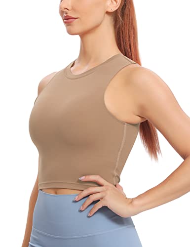 Natural Feelings Sports Bras For Women Removable Padded Yoga Tank Tops Sleeveless Fitness Workout Running Crop Tops Cocoa #TOP3