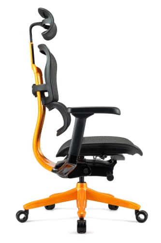Image of Ergohuman ME7ERG GEN2 High Back Mesh Office Chair with Tilt Tension Control, Tilt Lock, Synchro Tilt, Seat Height, Seat Depth, and Arm Height Adjustments, Orange Frame