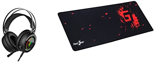 Image of Redgear Cloak Wired RGB Wired Over Ear Gaming Headphones with Mic for PC & MP80 Speed-Type Gaming Mousepad (Black /Red)
