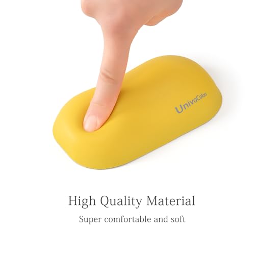 Image of UnivoColors Design-Wave Wrist Rest, Artificial Sheepskin+Memory Foam+Ergonomic+Anti-Slip Gel, Resilience Support During Work and Gaming,Mouse Accessory,Yellow,N