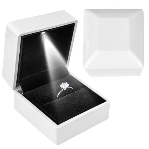 KEISIMI Luxury Ring Box with LED Light, Ring Box...