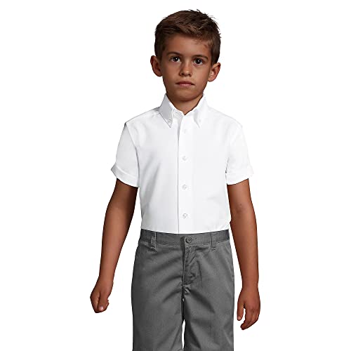 Lands' End Uniform Boys Short Sleeve Oxford White Kids 14 #TOP3