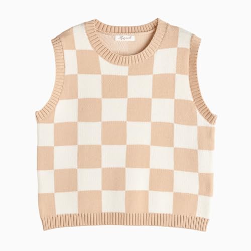 Image of Women's Sweater Vest,Y2K Sleeveless Pattern Preppy Style Knitted Crop Tank Top for Girl