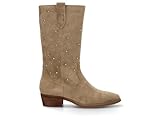 Etika Botas Camperas de Media Caña para Mujer, Bota Estilo Cowboy con Tachuelas y Tacón Bajo de 4cm, Cierre con Cremallera, Modelo 110550 Taupe - 37