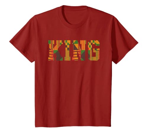 African King Art for Boys Men Afro Kente Cloth African Print T-Shirt, Youth, Cranberry Red, 2T