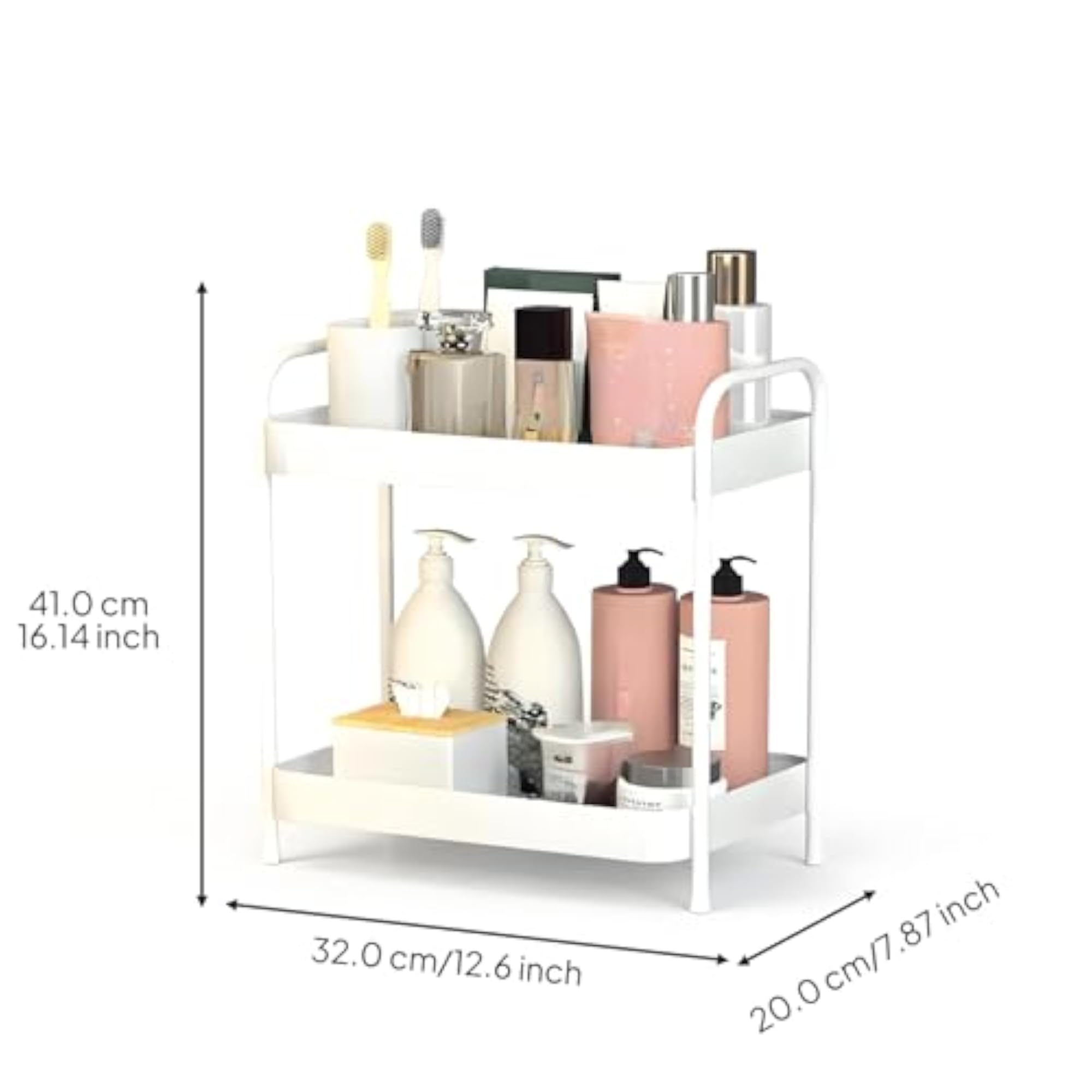 White 2-Tier Makeup Holder, Multi-Tier Storage Rack