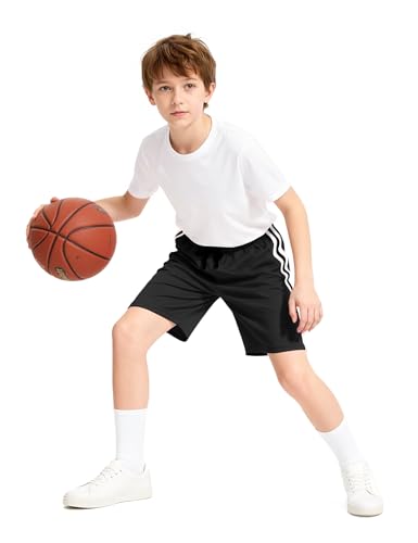 Image of Somaibo Boys Athletic Shorts, Kids Basketball Quick Dry Mesh Short for Youth Soccer Gym Sports Running
