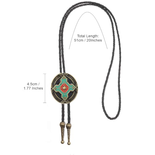 Image of Joxevyia Bolo Tie for Men Vintage Cow Skull Leather Rope Western Cowboy Necktie Vintage Bola Tie Gift for Him