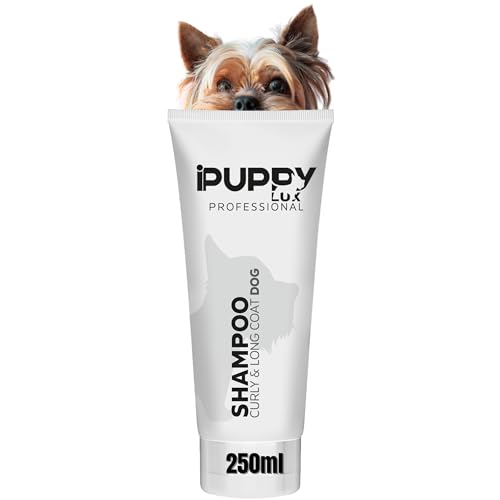 Hundeshampoo 250 ml–iPuppy Lux Professional Hunde Shampoo Sensitive für Langhaar & Unterwolle–Sanfte Fellpflege ohne Silikone–Hundeshampoo gegen juckreiz & Geruch – Ideal für Yorkshire Terrier & Pudel