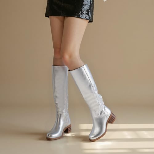 Image of WIRALOMI Cowboy Boots for Women Knee High Western Chunky Heel