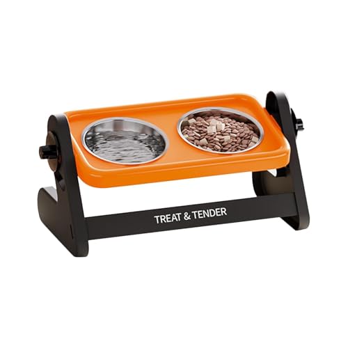 Erhöhter Hundenapfständer- rutschfestes, erhöhtes- Esstablett | Edelstahl erhöhte Futterstation, 2 Futternapf, Ständer für Welpen, Kätzchen, kleine Rassen, drinnen und draußen, Haus, Garten