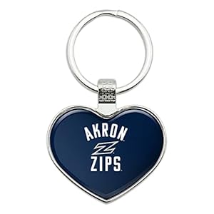 GRAPHICS & MORE University of Akron Zips Logo Keychain Heart Love Metal Key Chain Ring